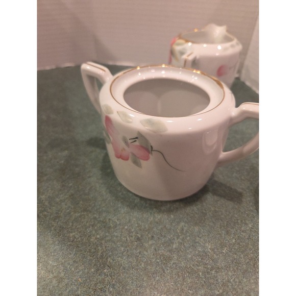 Vintage Noritake AZALEA Sugar Bowl w/ Lid & Creamer Hand Painted Pink Flowers - Picture 13 of 14